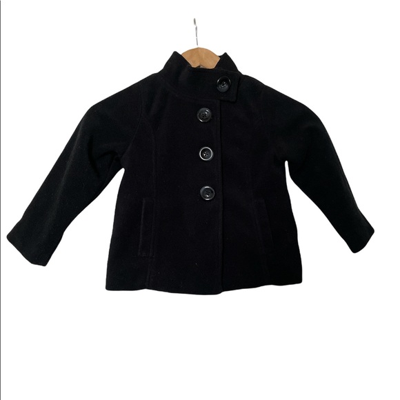🩰 Adorable H&M girl black coat with button 4-6 kids - Picture 2 of 6